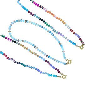 3 Colorful Beaded Necklaces Gold-Tone Lobster Clasp Boho Eclectic Happy